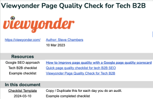Viewyonder Page Quality Check for Tech B2B